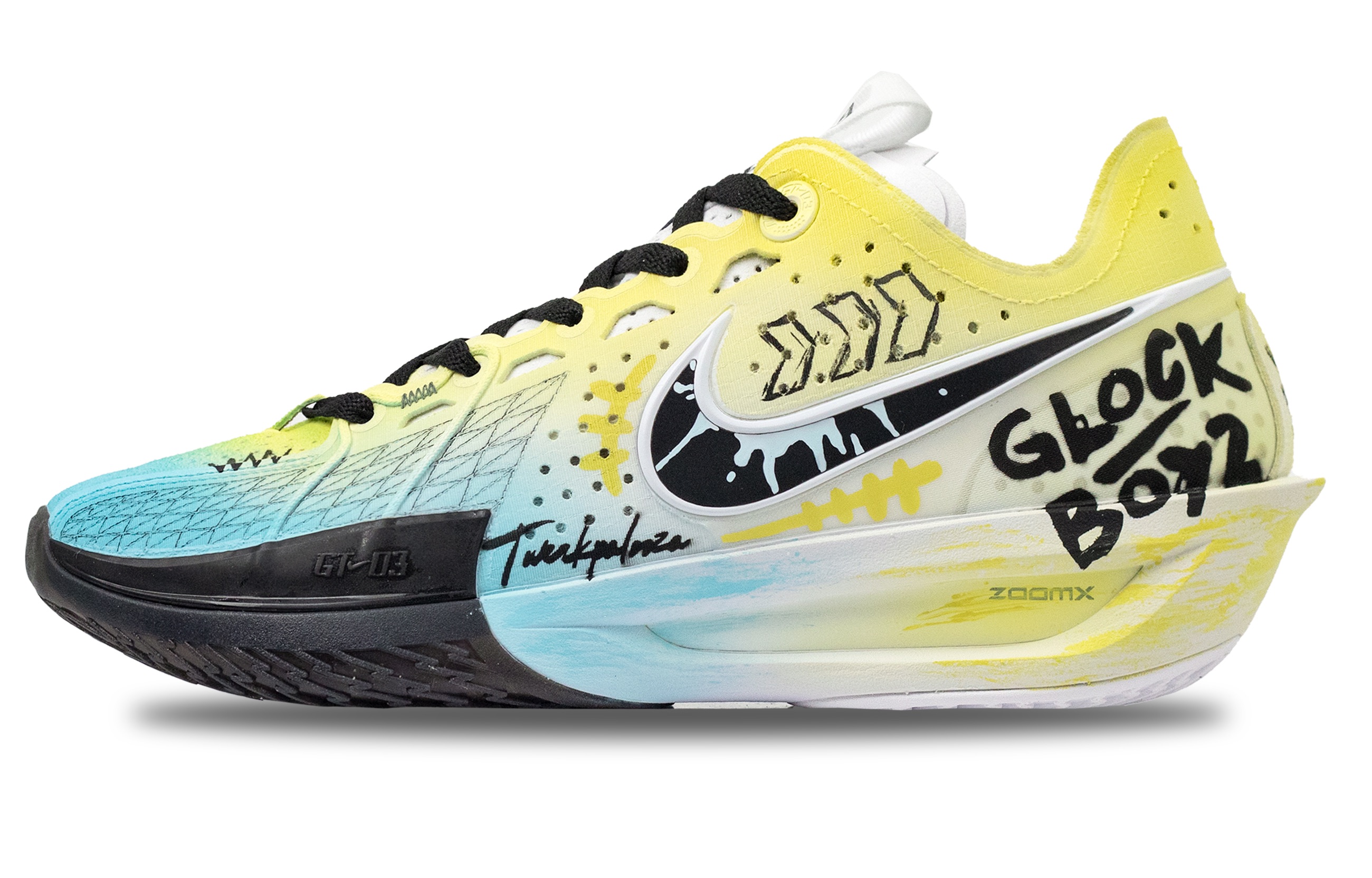 Nike Air Zoom GT Cut Radiant Radiance Cushioning Abrasion Resistant Balance Low top Basketball Shoes Unisex Blue Yellow