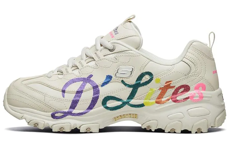 Skechers D'Lites 1.0 Textile, Synthetic Leather Low top Chunky Sneakers Women's Natural