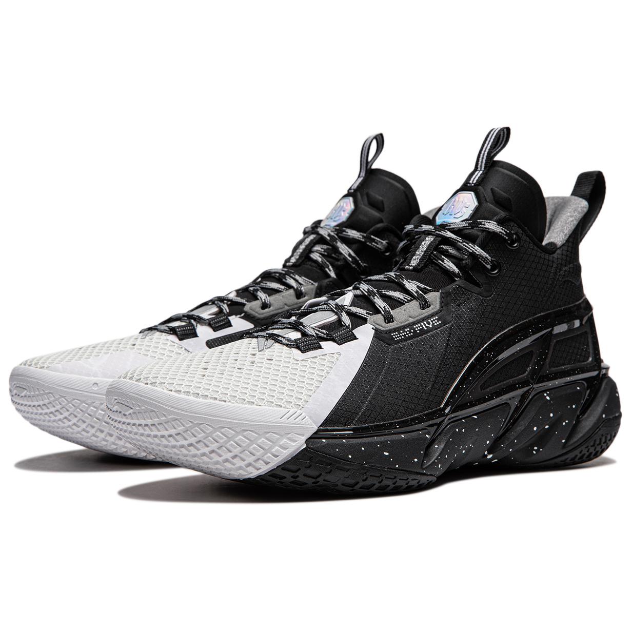 Li Ning BadFive 4 Cushioning Abrasion Resistant Breathable Mid top Basketball Shoes Men’s Black White