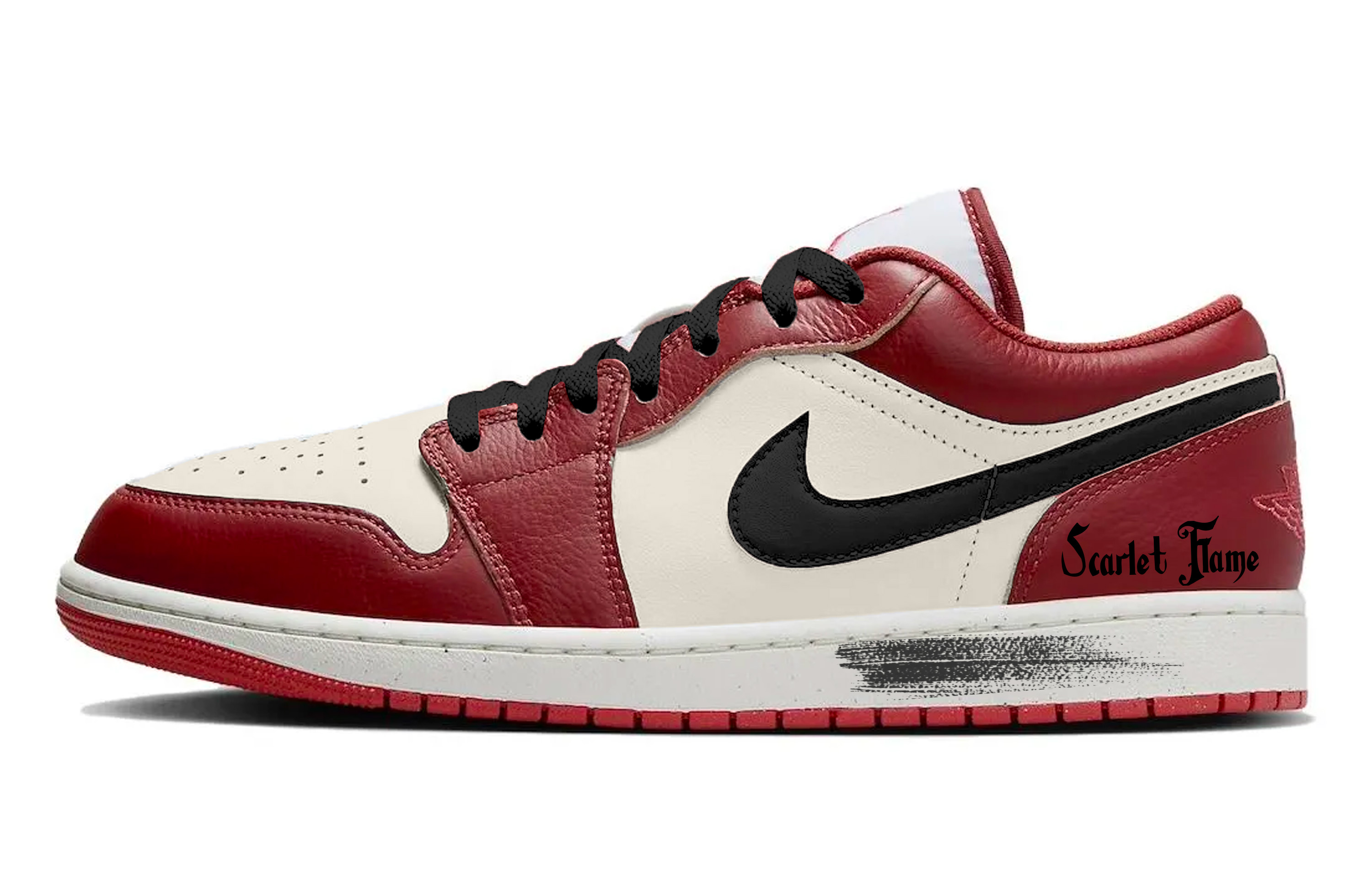 Jordan Air Jordan 1 Low top Vintage Basketball Shoes Women's Beige Black Red