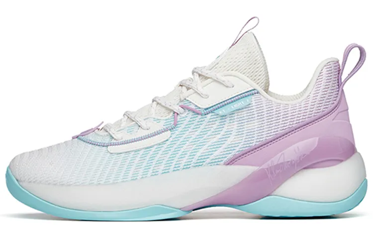 Anta Light Cavalry 7 Abrasion Resistant Breathable Low top A Flash Bubble Basketball Shoes Men's White Blue Purple