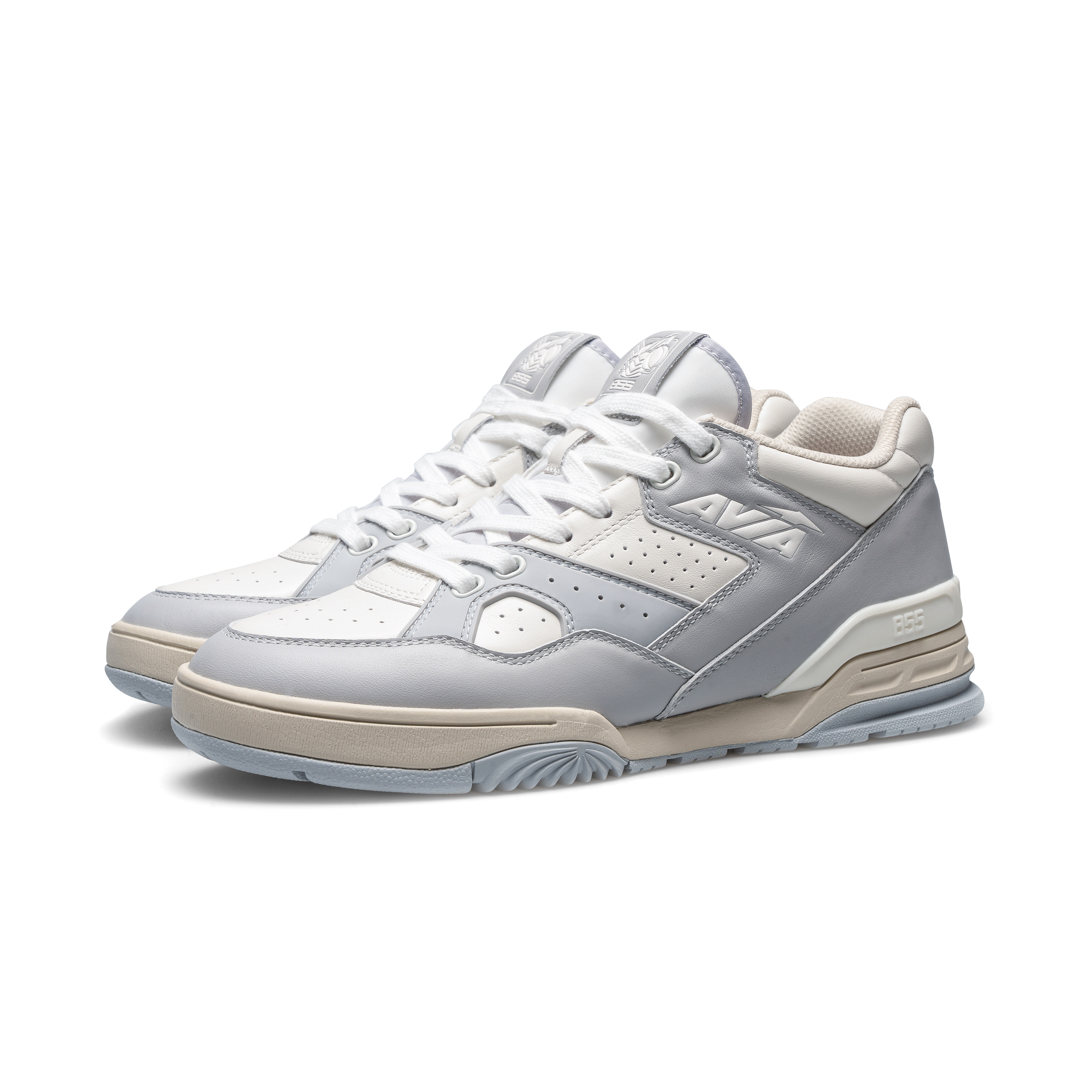 AVIA 855L Slip Resistant Cushioning Abrasion Resistant Low top Vintage Basketball Shoes Men’s White Gray