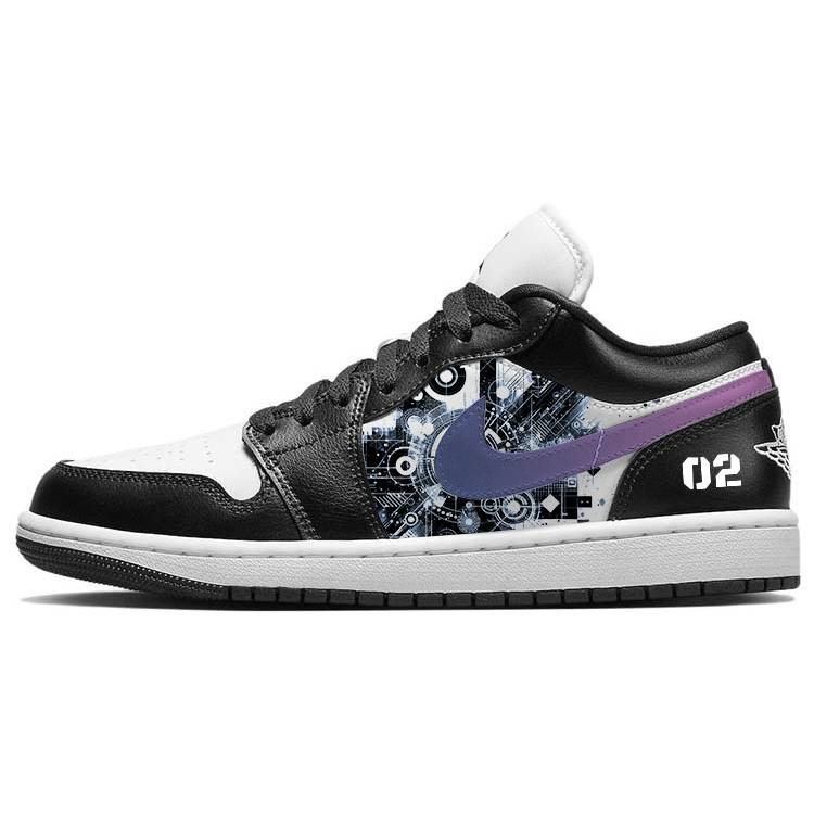 Jordan Air Jordan 1 Abrasion Resistant Slip Resistant Low top Vintage Basketball Shoes Women's Black White