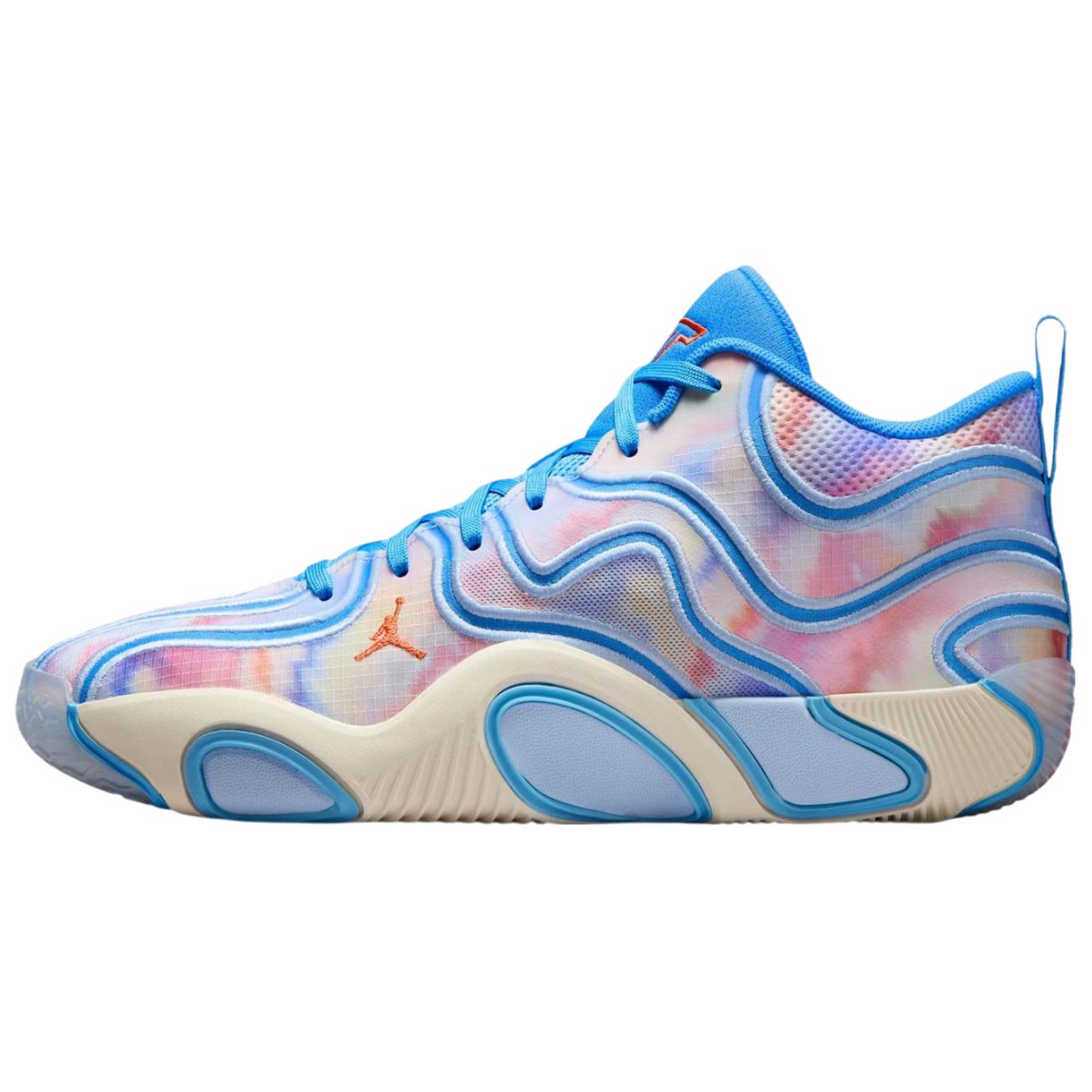 Jordan Tatum 3 Abrasion Resistant Abrasion Resistant Mid top Basketball Shoes Unisex Blue Beige