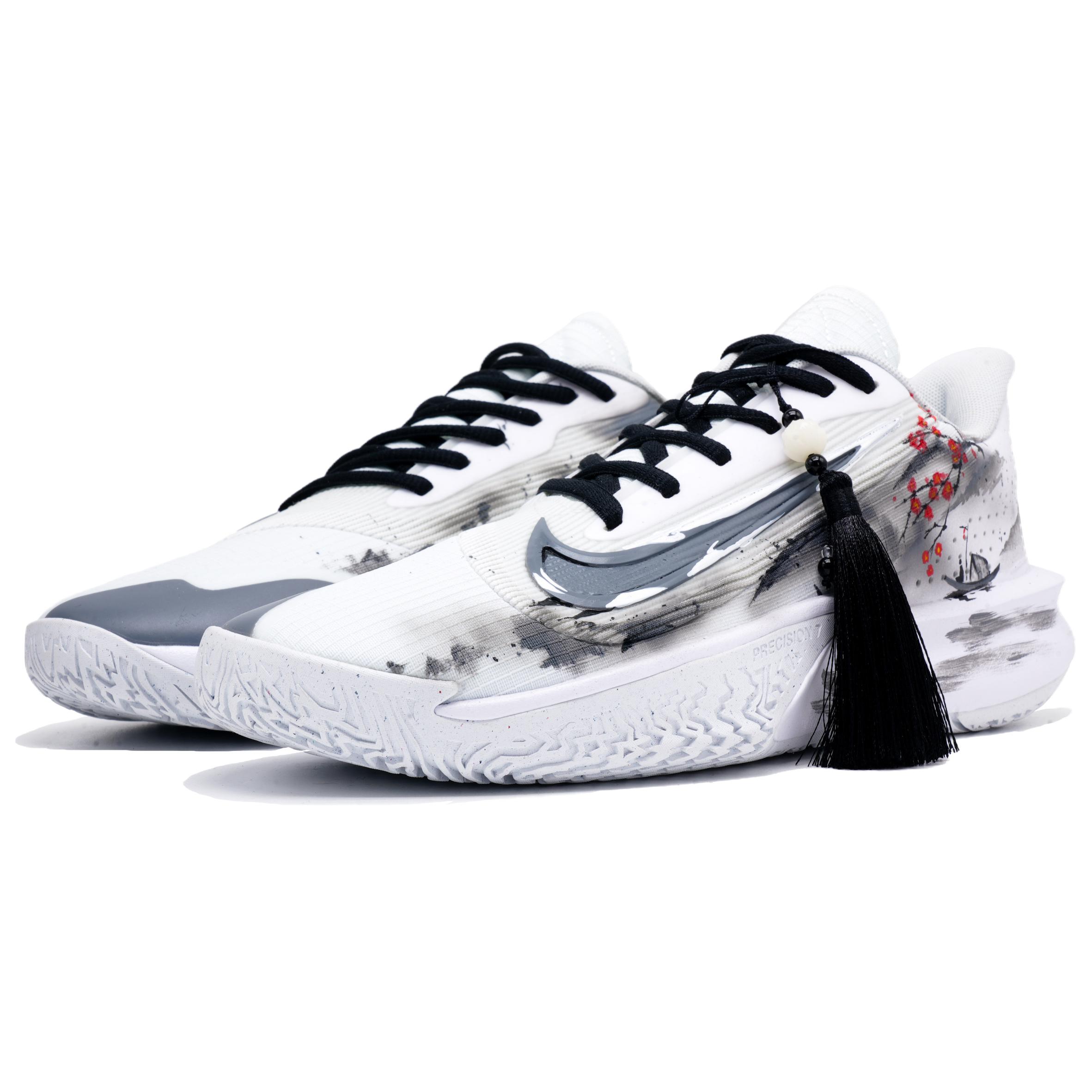 Nike Precision 7 Low top Basketball Shoes Unisex White Gray