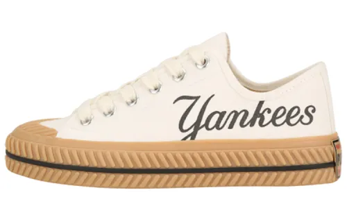 MLB Playball Slip Resistant, Abrasion Resistant, Lightweight Low top Canvas Shoes Unisex White Brown