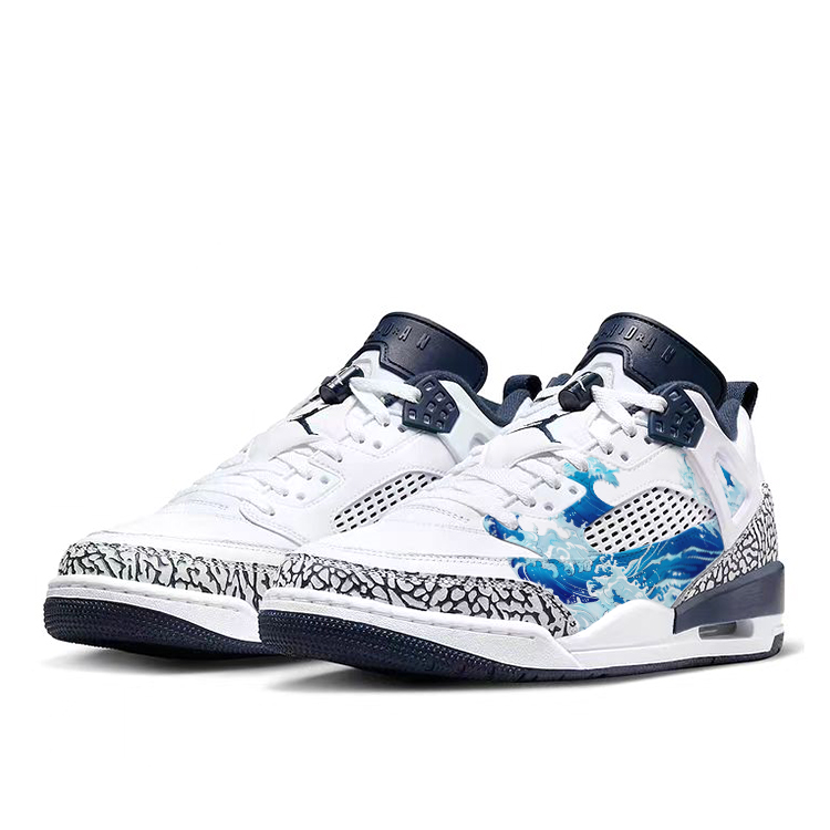 Jordan Spizike Cushioning Slip Resistant Low top Vintage Basketball Shoes Men’s White Blue