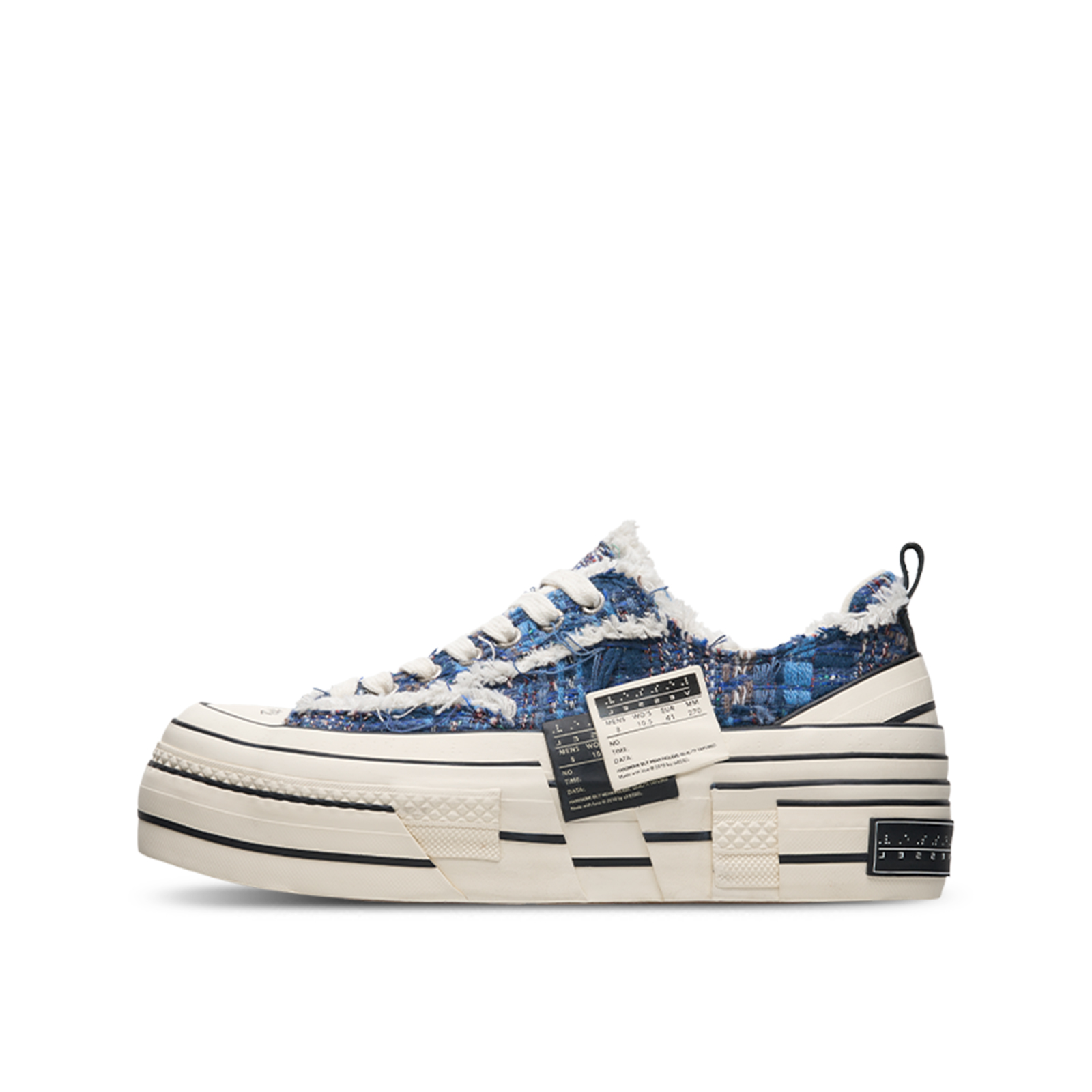 XVESSEL Double Side Label Platform Shoes Low top Skateboard Shoes Unisex Seine Blue