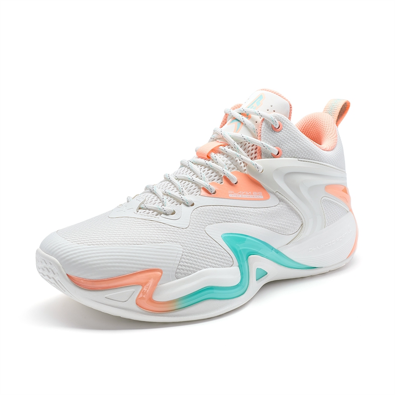 XTEP Campaign 1 V2 Abrasion Resistant Slip Resistant Low top Basketball Shoes Men’s Sail White/Fluorescent Orange Pink