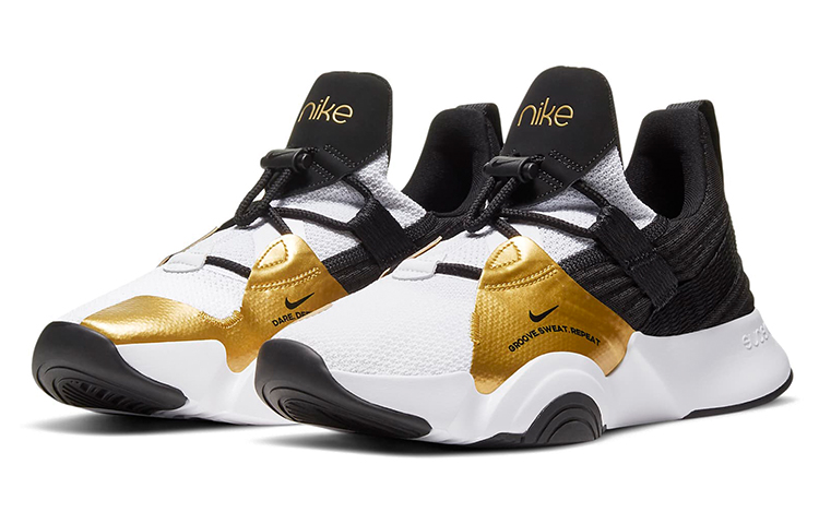 Женские кроссовки Nike SuperRep Groove (черно-бело-золотые) — фото 3