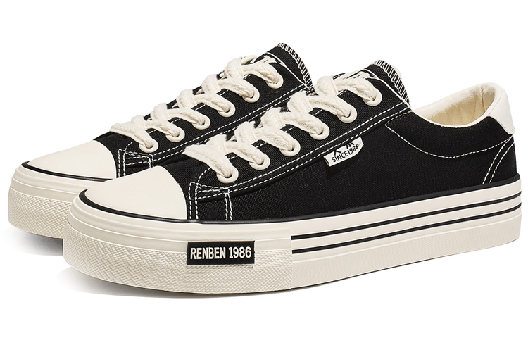RENBEN Slip Resistant, Abrasion Resistant, Breathable Low top Canvas Shoes Men's Black