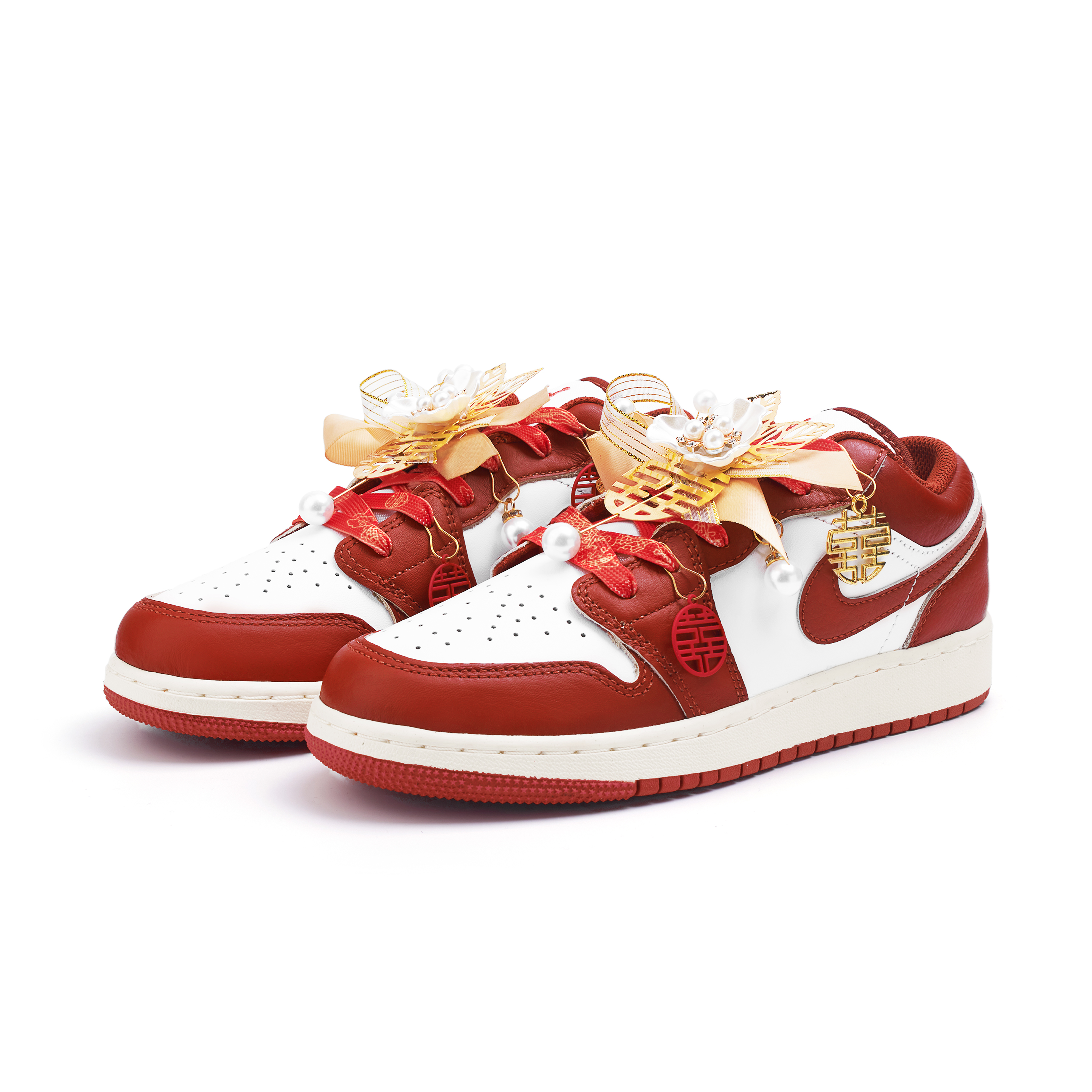 Jordan Air Jordan 1 Slip Resistant Abrasion Resistant Low top Vintage Basketball Shoes Women’s Red