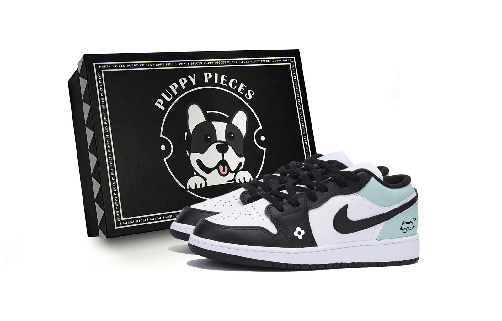 Jordan Air Jordan 1 Slip Resistant Abrasion Resistant Low top Vintage Basketball Shoes Men’s Black White Blue
