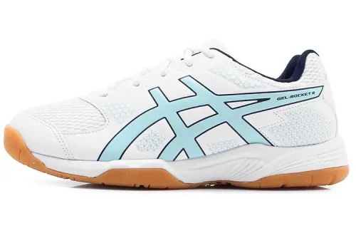 Asics Gel-Rocket 8 Comfortable Indoor Sports Professional Volleyball Shoes Wear-Resistant Low-Top Training Shoes Women's White Blue