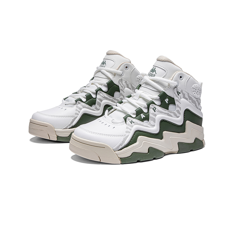 Kappa Athleisure Abrasion Resistant Abrasion Resistant High top Vintage Basketball Shoes Unisex White Green