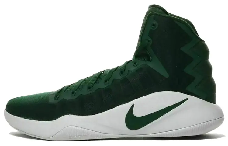 Nike Hyperdunk 2016 TB Promo round toe lace-up, shock-absorbing, non-slip, wear-resistant, high-top basketball shoes, same style for men and women, green and white