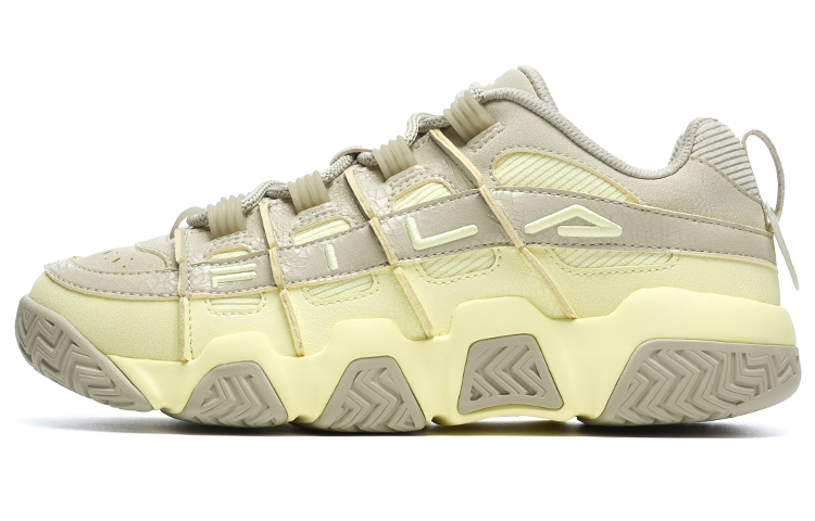 FILA FUSION BUSTER Puffy Shoes Textile, Synthetic Leather Low top Vintage Basketball Shoes Women's Yellow Cream