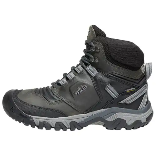 Keen Ridge Flex MID WP Cushioning Slip Resistant Abrasion Resistant High top Outdoor Shoes Men's Black
