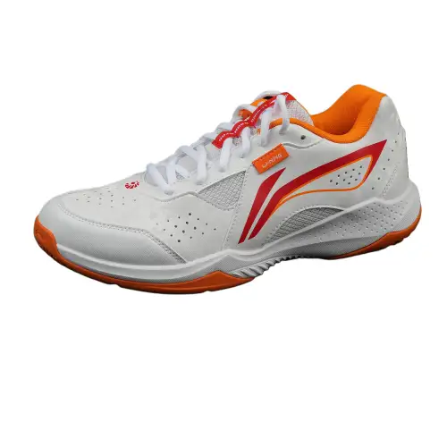 Li Ning Cushioning Low top Badminton Shoes Unisex White Orange