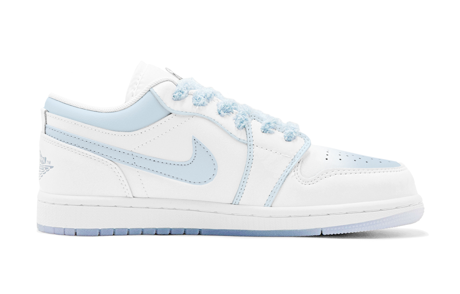 Jordan Air Jordan 1 Spring Renewal, Outing Season, Blue Bowknot, Crystal Laser, Charm Detachable Low top