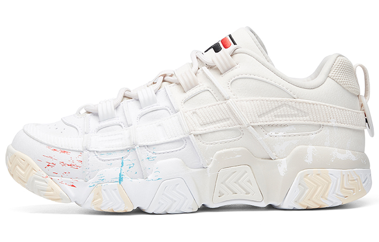 FILA FUSION BUSTER Puffy Shoes Cushioning Abrasion Resistant Breathable Low top Vintage Basketball Shoes Women's White