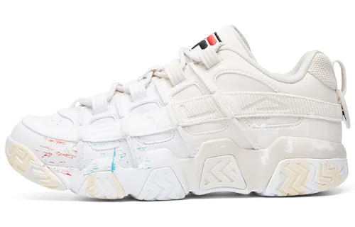 FILA FUSION BUSTER Puffy Shoes Cushioning Abrasion Resistant Breathable Low top Vintage Basketball Shoes Women's White