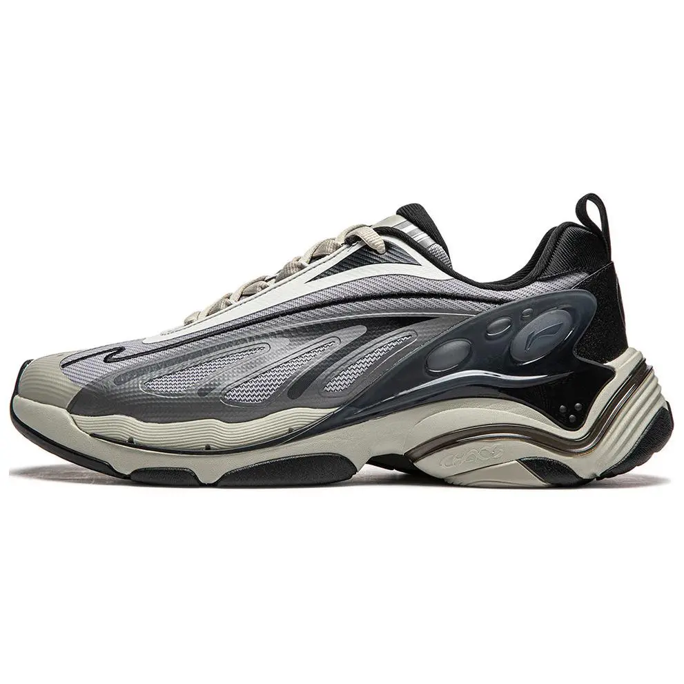 Li Ning Butterfly 2K Cushioning Slip Resistant Abrasion Resistant Breathable Support Low top Chunky Sneakers Men's Gray