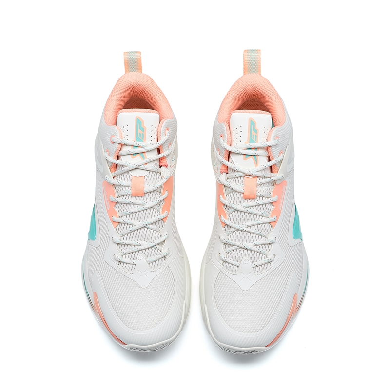 XTEP Campaign 1 V2 Abrasion Resistant Slip Resistant Low top Basketball Shoes Men’s Sail White/Fluorescent Orange Pink