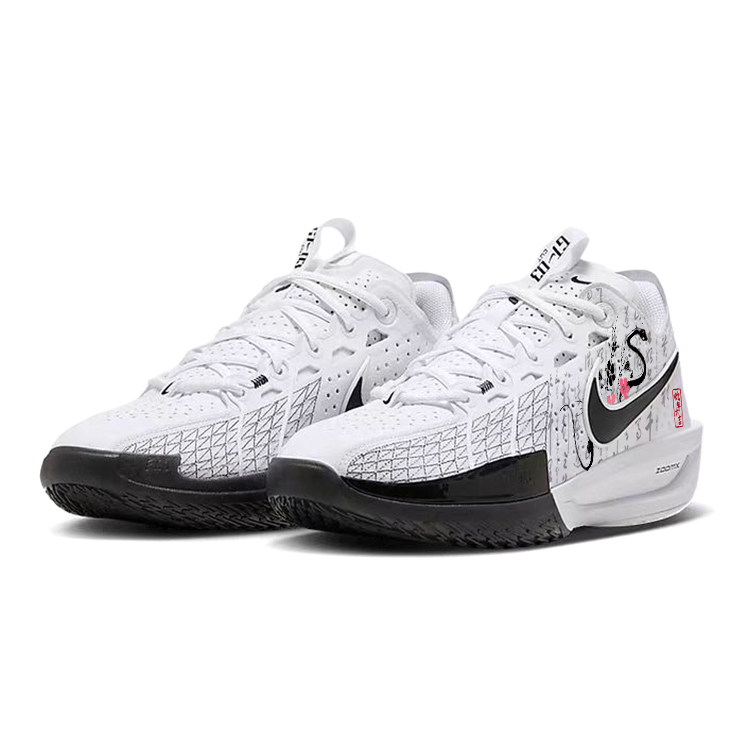 Nike Air Zoom G.T. Cut3 Cushioning Slip Resistant Low top Basketball Shoes Unisex Black White