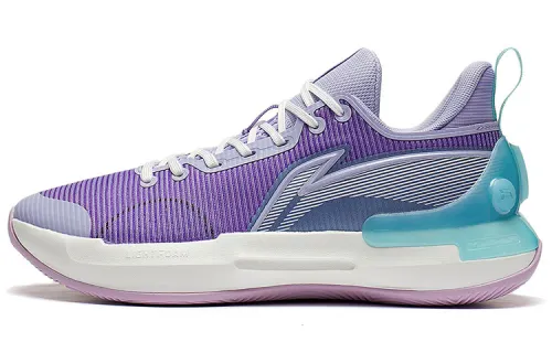 LiNing Li Ning Yushuai Retro comfortable and versatile fabric synthetic leather TPU shock-absorbing anti-slip wear-resistant wrapping support rebound low-top basketball shoes men's bad purple