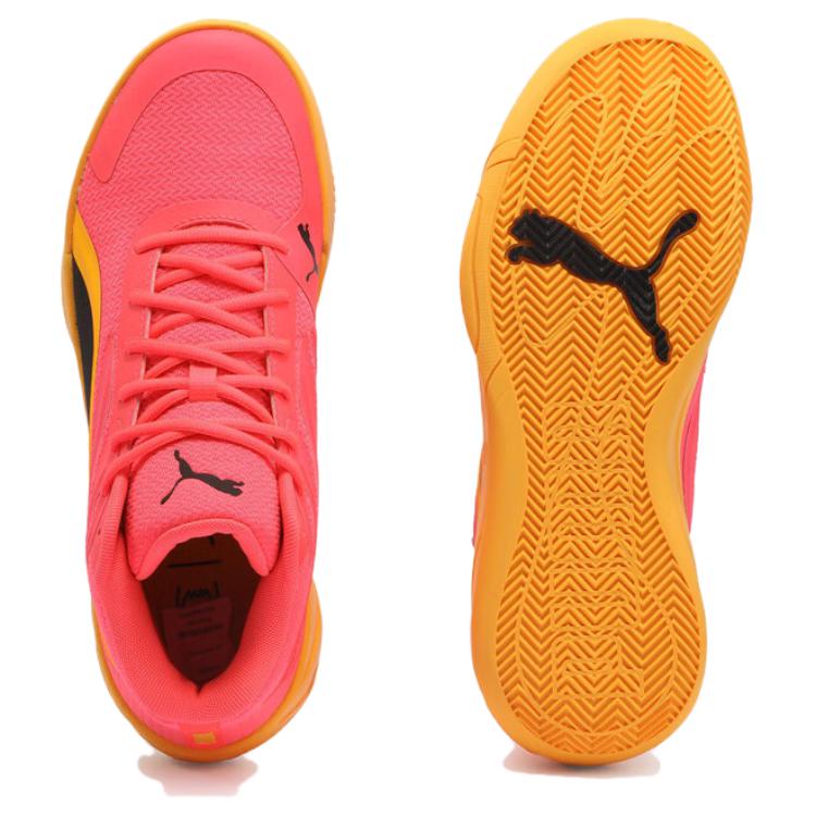 PUMA Court Pro Comfortable Cushioning Breathable Mid top Basketball Shoes Unisex Red Black Yellow