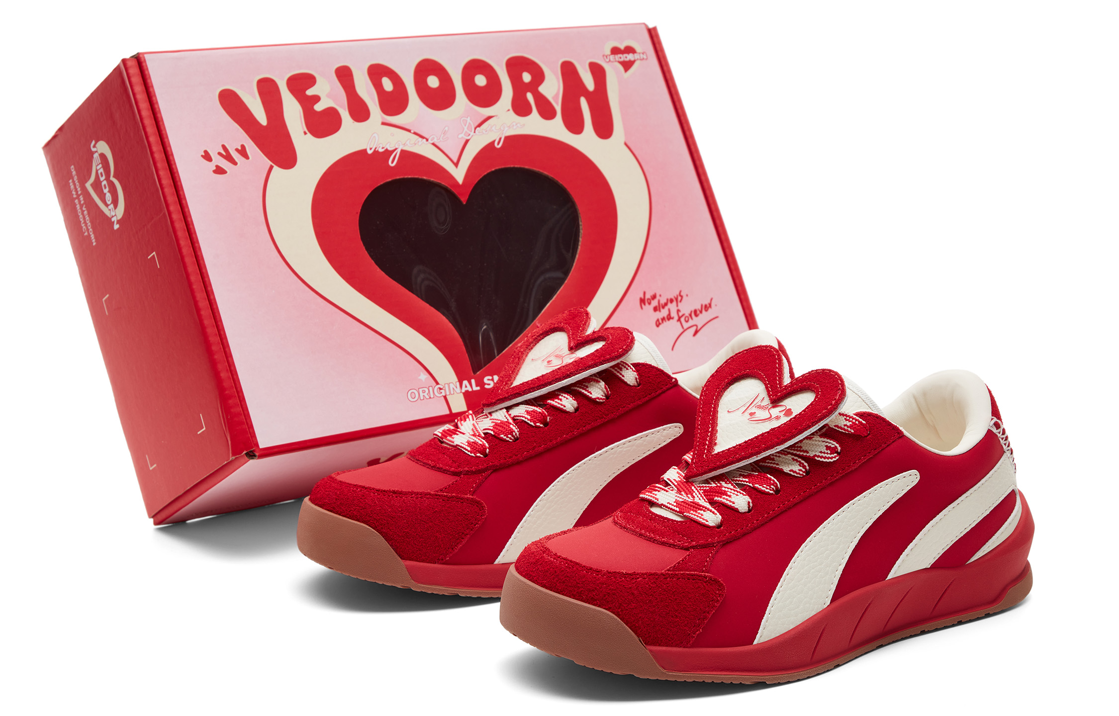 VEIDOORN Slip Resistant Abrasion Resistant Low top Casual Shoes Unisex Red