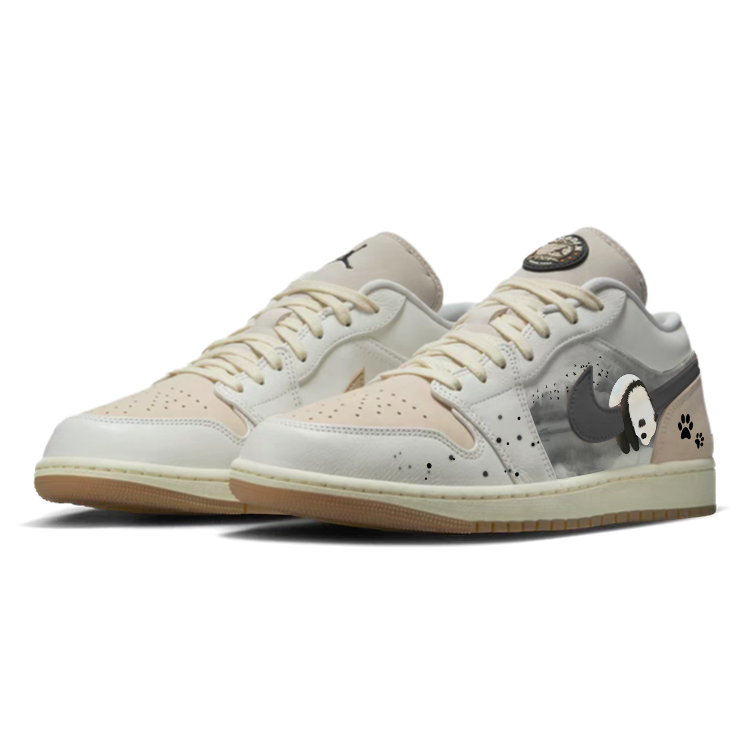 Jordan Air Jordan 1 Slip Resistant Abrasion Resistant Low top Vintage Basketball Shoes Unisex Brown