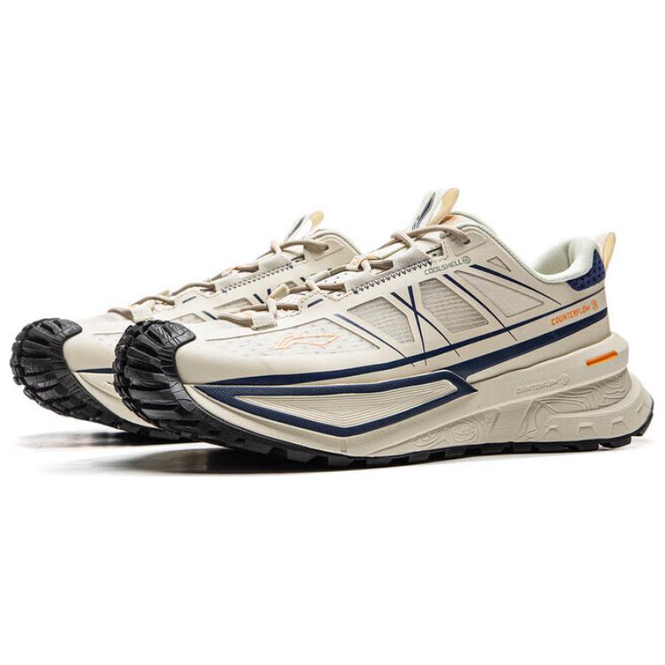 Li Ning Outdoor CF Tracing, Xingchuan SE Sports Low top Outdoor Hiking Shoes Unisex Beige Blue