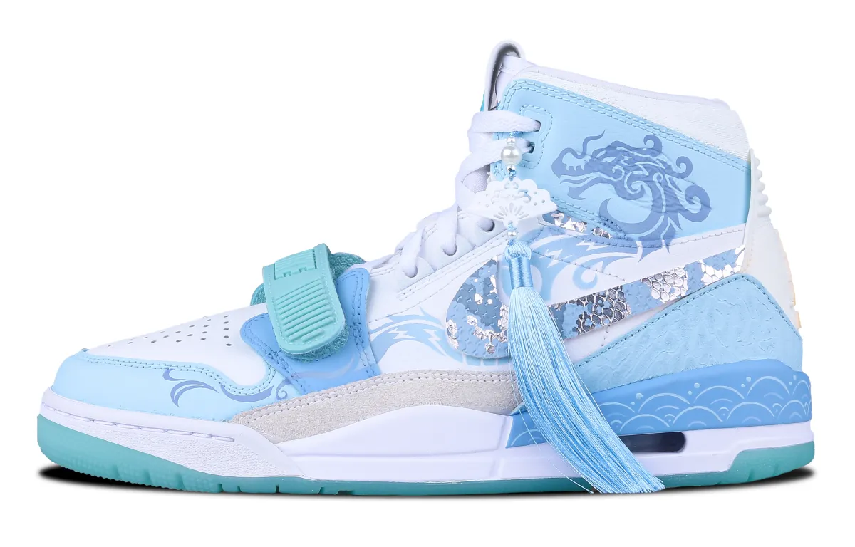 Jordan Legacy 312 Blue Dragon Cushioning Abrasion Resistant Breathable High top Vintage Basketball Shoes Men's