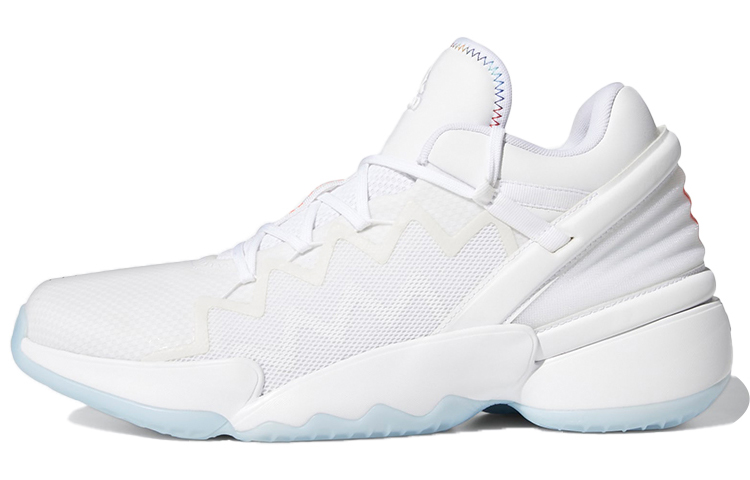 Adidas D.O.N. Issue #2 Round head lace Mesh fabric TPU Anti-slip wear-resistant breathable wrapping support Low top Basketball shoes Men's white light blue
