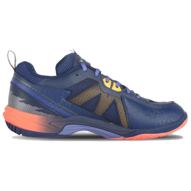 VICTOR Slip Resistant Abrasion Resistant Low top Badminton Shoes Unisex Blue Orange