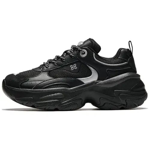 Anta Abrasion Resistant Coverage Support Low top Chunky Sneakers Women's Black Silver
