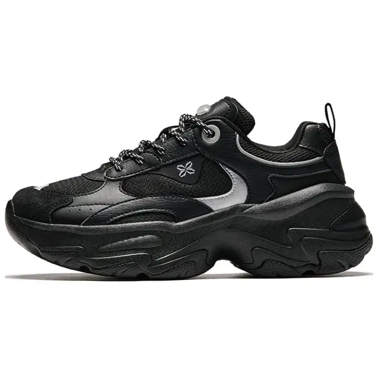 Anta Abrasion Resistant Coverage Support Low top Chunky Sneakers Women's Black Silver