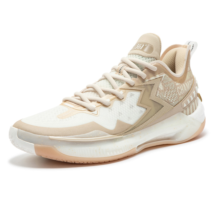361° BIG3 5.0 Quick PRO Cushioning Abrasion Resistant Coverage Low top Carbon Plate Basketball Shoes Men’s White Gold