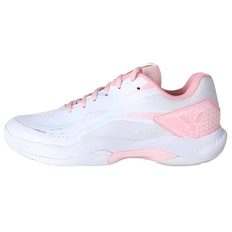 VICTOR Slip Resistant Abrasion Resistant Low top Badminton Shoes Unisex White Pink