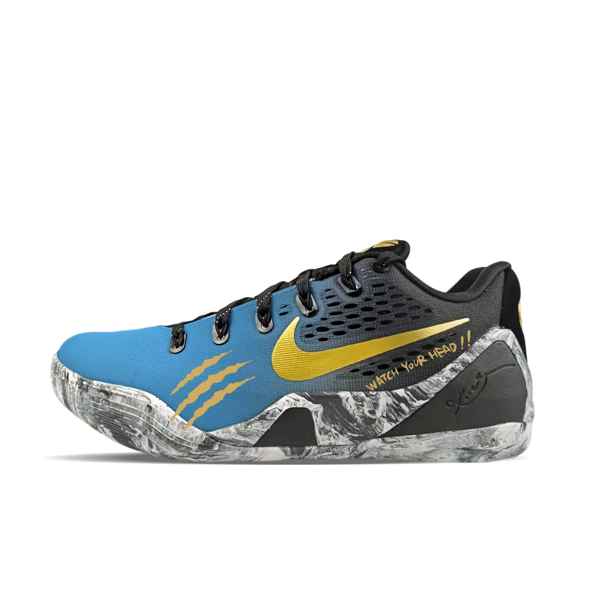 Nike Kobe 9 Abrasion Resistant Abrasion Resistant Low top Basketball Shoes Unisex Black Blue