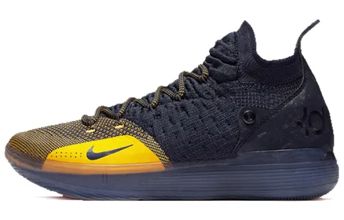 Nike KD 11 Michigan Durant Michigan OG fabric shock-absorbing lightweight mid-top practical basketball shoes men's blue and yellow