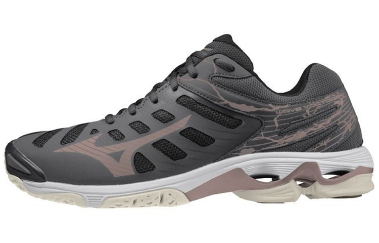 Mizuno Wave Voltage breathable, wear-resistant, non-slip, low-cut volleyball shoes for women, gray pink