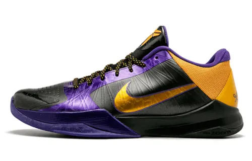 Nike Zoom Kobe 5 Lakers Kobe 5 round-toe lace-up low-top practical basketball shoes men's purple gold
