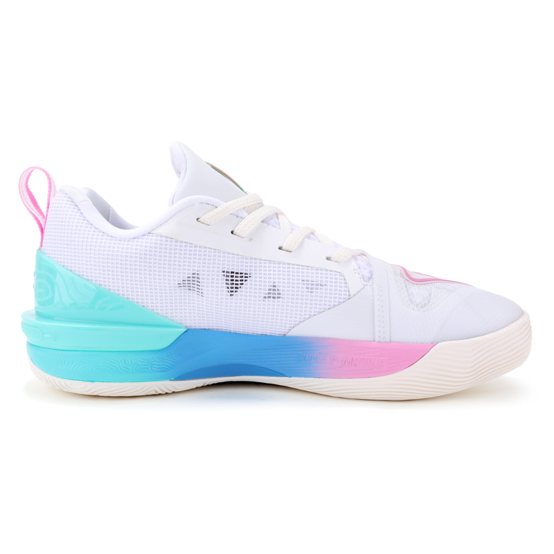 PEAK Basketball Shoes Unisex Low Top White/Aqua Green/Rose Red