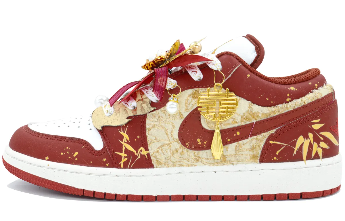 Jordan Air Jordan 1 Low Slip Resistant Slip Resistant Low top Vintage Basketball Shoes Men's China Red