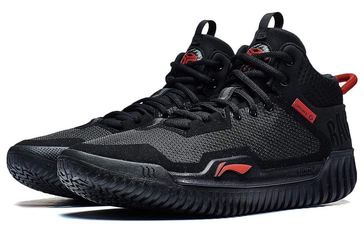 Li Ning Badfive 3 Slip Resistant Abrasion Resistant Mid top Basketball Shoes Men’s Black