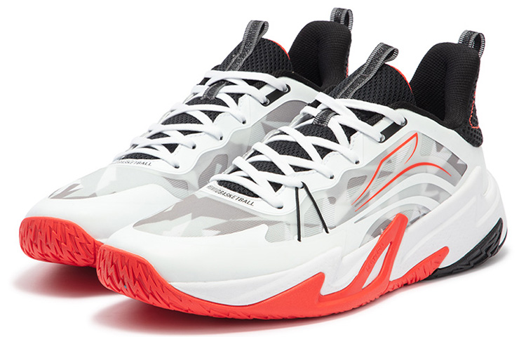 361° Basketball Shoes Men’s Low Top 361 Degrees White/Fluorescent Bright Dark Red