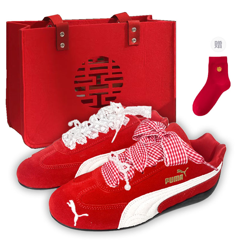 PUMA Speedcat Go Morning And Evening, Urban Chic Style Outfit Breathable Balance Low top Racing Shoes Unisex True Red